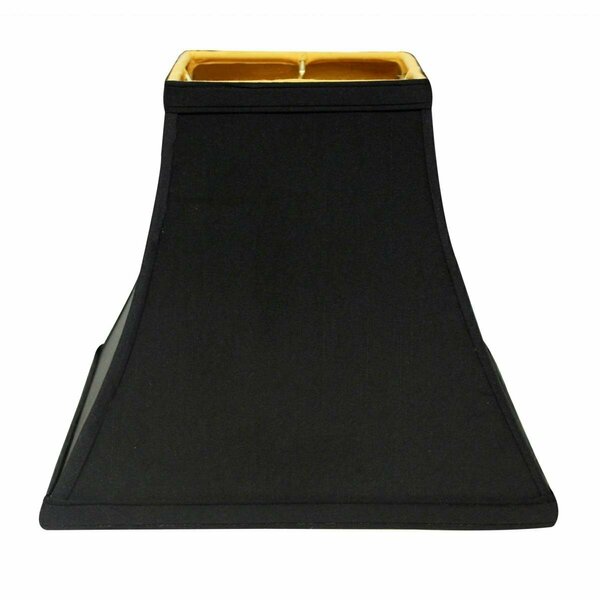 Estallar 8 in. Black with Gold Lining Square Bell Shantung Lampshade ES3100501